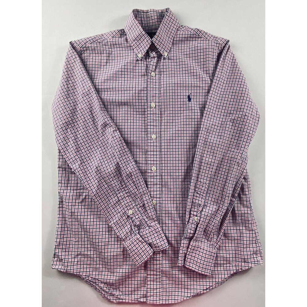 Ralph Lauren Mens Button Down Pink Blue White Check Size S